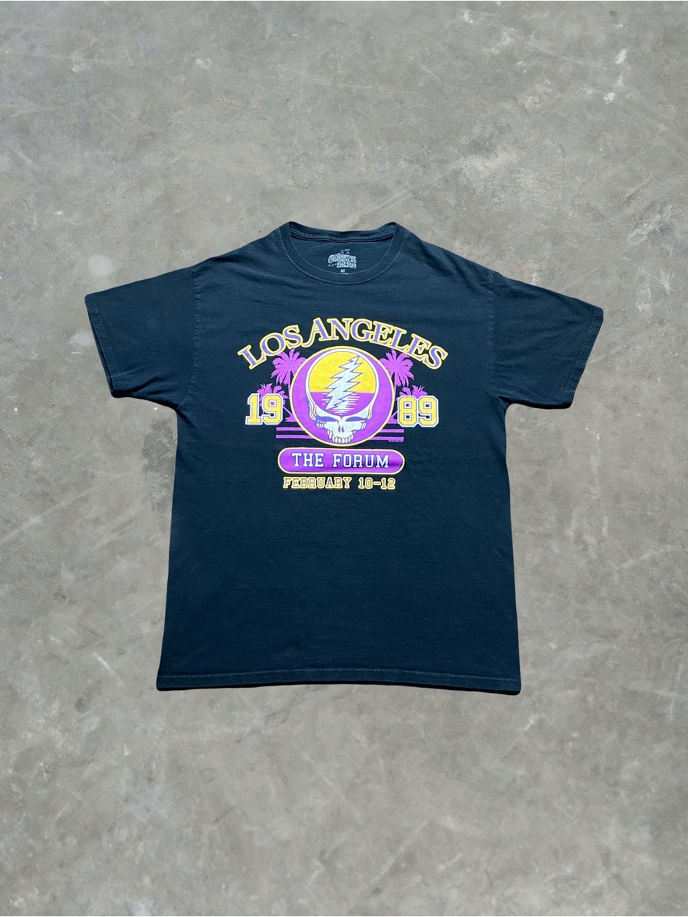 The Grateful Dead Los Angeles Forum 1989 Steal Your Face Graphic Tee Black Sz M